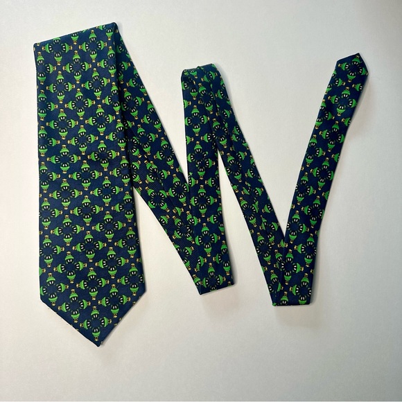 Vintage Martin the Martian Looney Tunes Green Black Classic Tie - Picture 5 of 5